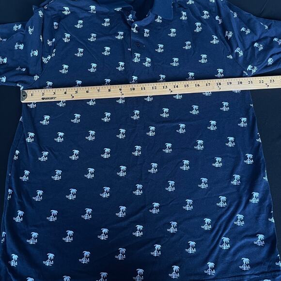 Molokai Surf Co Polo Shirt Mens Extra Large XL Blue Hawaiian Palm Tree - Picture 7 of 10